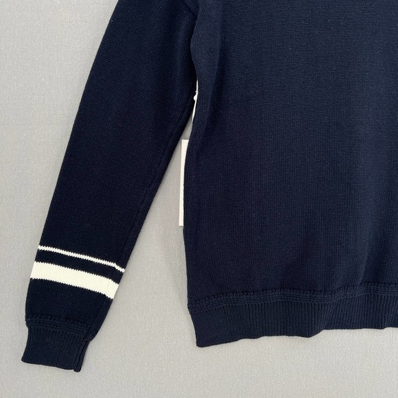 ONE GREY DAY Sweater Womens Small Navy White Crew neck Pullover Stripe Accent - Picture 6 of 9